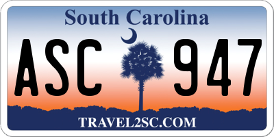 SC license plate ASC947