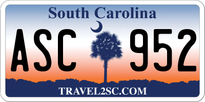 SC license plate ASC952