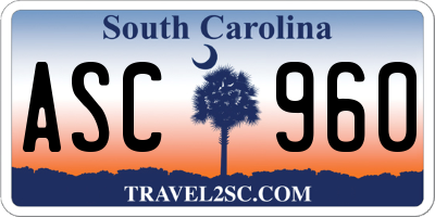 SC license plate ASC960