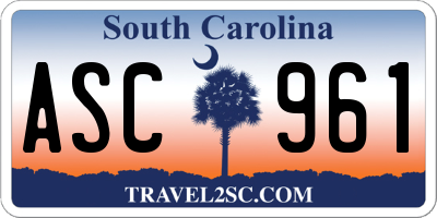 SC license plate ASC961