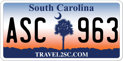 SC license plate ASC963
