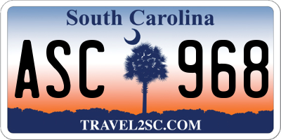SC license plate ASC968