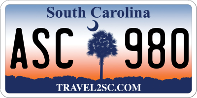 SC license plate ASC980
