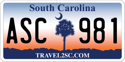 SC license plate ASC981