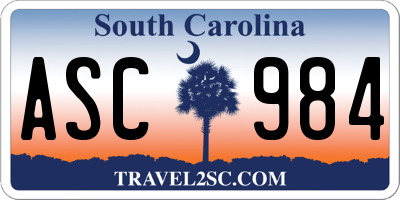 SC license plate ASC984