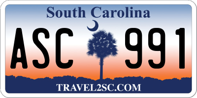 SC license plate ASC991