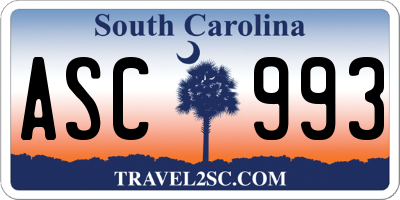 SC license plate ASC993
