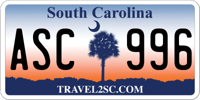 SC license plate ASC996