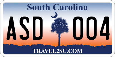 SC license plate ASD004