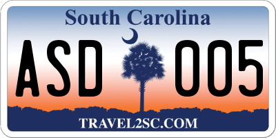 SC license plate ASD005