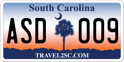 SC license plate ASD009
