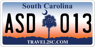 SC license plate ASD013