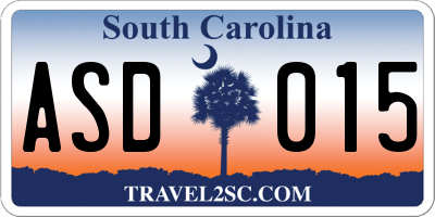 SC license plate ASD015