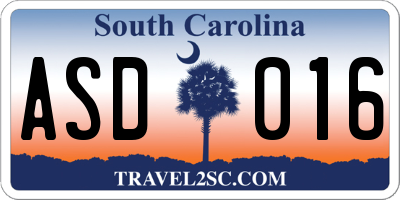 SC license plate ASD016