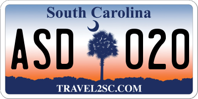 SC license plate ASD020