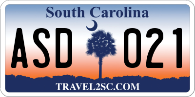 SC license plate ASD021