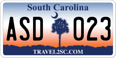 SC license plate ASD023