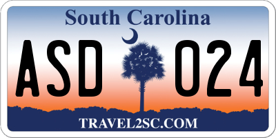 SC license plate ASD024