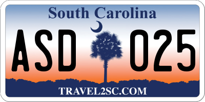 SC license plate ASD025