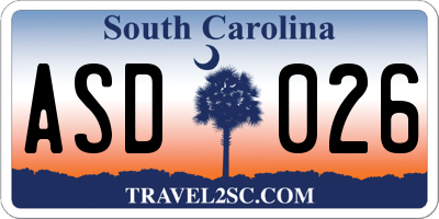 SC license plate ASD026
