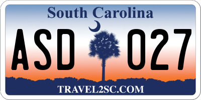 SC license plate ASD027