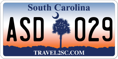 SC license plate ASD029