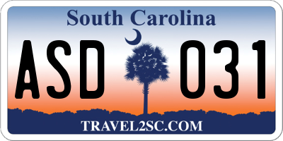 SC license plate ASD031