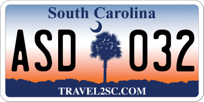 SC license plate ASD032