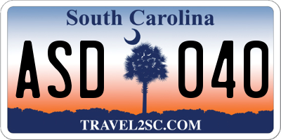SC license plate ASD040