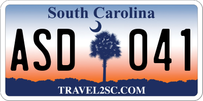 SC license plate ASD041