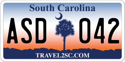 SC license plate ASD042