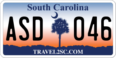 SC license plate ASD046