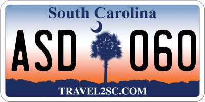 SC license plate ASD060