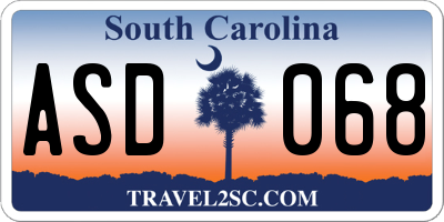 SC license plate ASD068