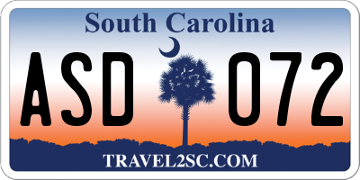 SC license plate ASD072
