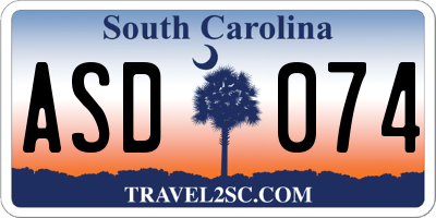 SC license plate ASD074