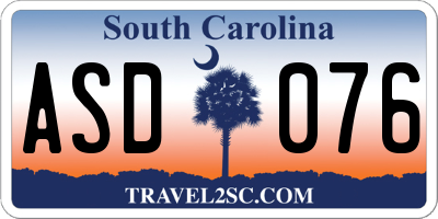 SC license plate ASD076