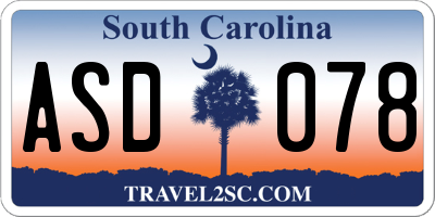 SC license plate ASD078