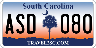 SC license plate ASD080
