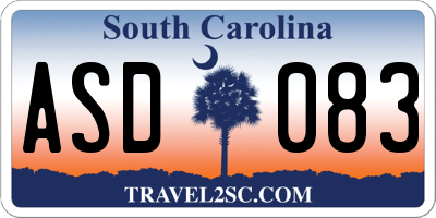 SC license plate ASD083