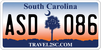 SC license plate ASD086