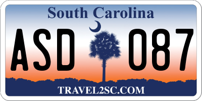 SC license plate ASD087