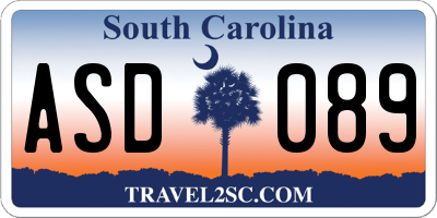 SC license plate ASD089