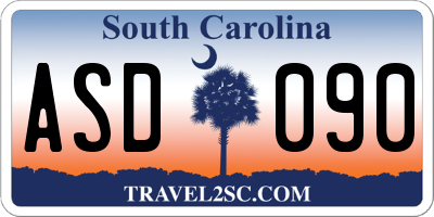 SC license plate ASD090
