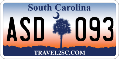 SC license plate ASD093