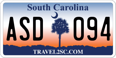 SC license plate ASD094