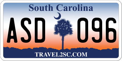 SC license plate ASD096