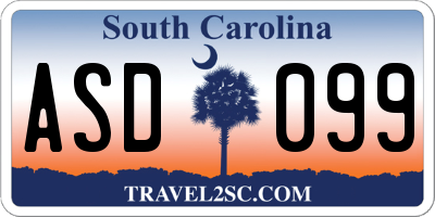 SC license plate ASD099