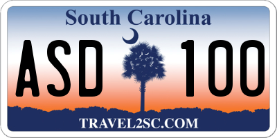 SC license plate ASD100