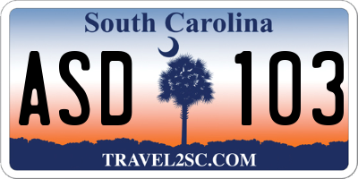 SC license plate ASD103